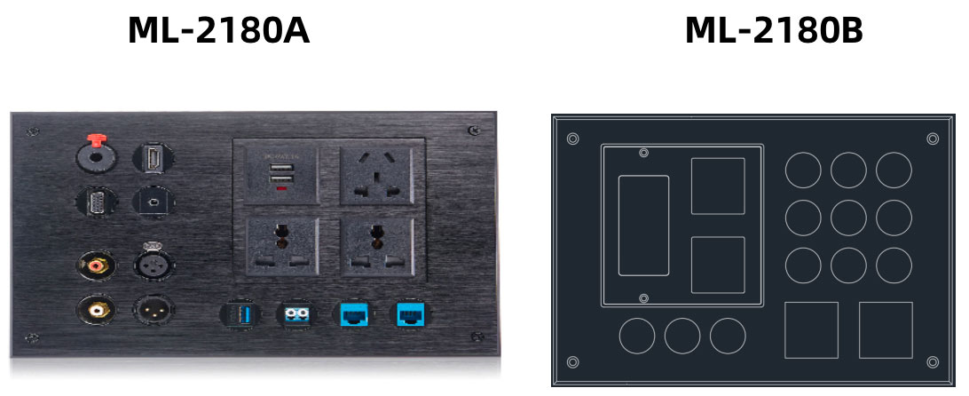 选配式多功能墙面面插盒 ML-2180A、B 